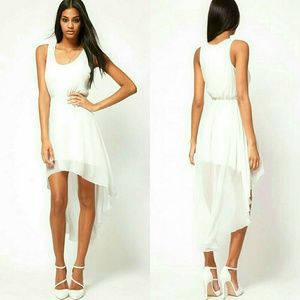 ASOS White Sleeveless High-Low Skater Dress